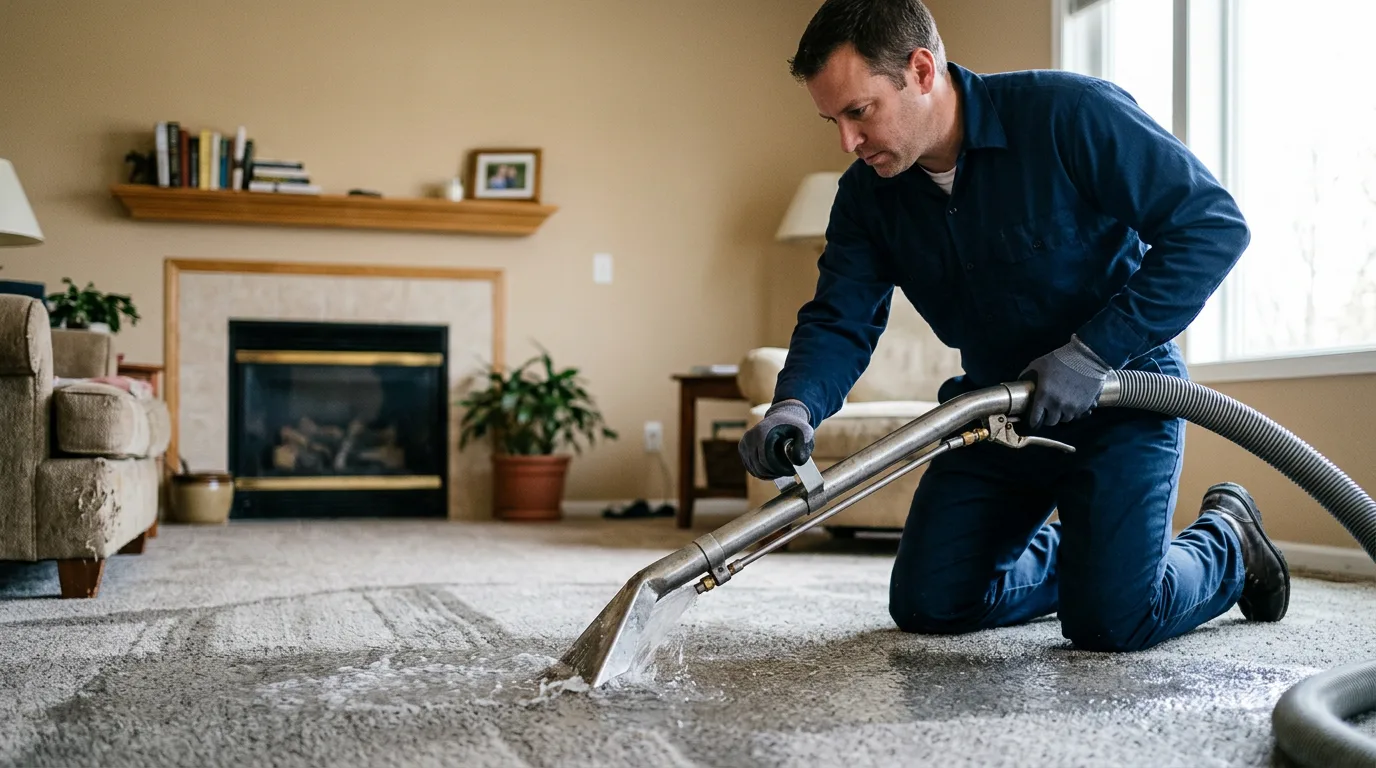 Water damage restoration technician working near White Lake, MI